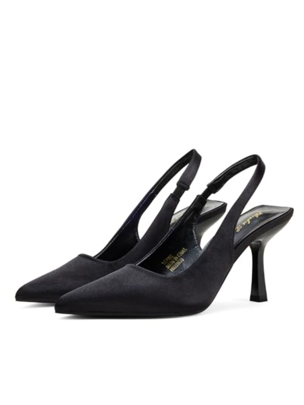 Elisabet Tang Women's Slingback Heels Kitten Stiletto Pumps Pointed Toe Satin